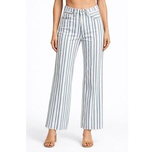 Joe’s Jeans The Blake High Rise Wide Leg Crop Jeans Blue White Striped Size 26‎